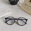 Occhiali neri classici a montatura intera quadrata con rivetti e filtro luce blu - Nero Piatto 7 (Tondo Retro)