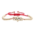Adjustable red string bracelet with gold MAMA charm and colorful cubic zirconia - Red Rope Bead Chain Moon MOM Bracelet