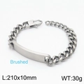 Heren titanium stalen Cubaanse schakelarmband met een geborstelde zilveren ID-plaat - Stijl A Staalkleur (KB148616-KLHQ)
