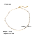 Nahaufnahme der bambusförmigen Muschelperlen und der vergoldeten Kette mit Karabiner - Bambus-Segment-Perlenkette (YYN023183)