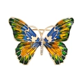 Exquisite gold-plated butterfly brooch with yellow, blue, and green enamel and rhinestones - YNCP8293 Blue