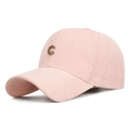 Casquette de baseball rose en tissu chevron avec lettre C dorée décorative - Réglable / Rose