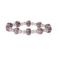Pulsera creativa de cerámica con cuentas de rayas púrpuras y perlas blancas finas - Imitación de perla + cuentas rayadas púrpura claro