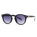 Retro round black sunglasses with purple gradient lenses and gold arrow studs - Black Frame Gradient Gray (C2)