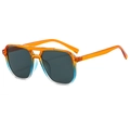 Occhiali da sole pilot oversize con montatura sfumata arancione blu alla moda - Montatura Arancione Blu Lenti Grigie