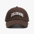 Brown cotton baseball cap with white COLORADO embroidery and a classic curved brim - Adjustable / Dark Coffee
