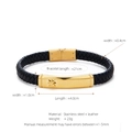Men's multi-layer black braided leather bracelet with golden stainless steel buckle - Gold (W-10-1)