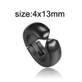 Sleek black stainless steel clip-on hoop earring for men, 4x13mm size minimalist design - Smooth Cylinder Style
