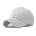 Detail of distressed white washed denim baseball cap showing fabric texture and worn edges - Adjustable / Denim White