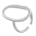 Bague ouverte argentée minimaliste avec un grand motif géométrique ovale évidé - Style Géométrique Minimaliste Ovale (8241) / Or blanc
