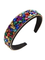 Padded baroque headband with colorful teardrop crystals on black fabric base - Colorful Teardrop Gemstone Style