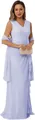 Ärmelloses hellblaues Brautmutterkleid aus Chiffon mit V-Ausschnitt und Rüschen - Helllila / US size 2