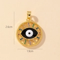 Evil eye pendant with colorful gems and gold hollow design, 2.6cm by 1.9cm size - Gold Openwork Round Evil Eye Multi-colored Zircon Pendant (6)