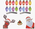 Reflective Christmas magnets set with Santa, reindeer, and colorful bulbs for cars - RFM003 + 16 Bulbs + 6 Wires
