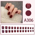 Détails de 24 faux ongles bordeaux profond avec bordure pailletée argentée modèle A306 - A306 Rouge Vin Avec Paillettes Argentées