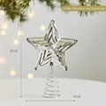 14CM silver metal tree topper star with spring base for Christmas tree decoration - 14cm (LF2046 Style) / Silver