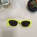 Neon yellow oval cat-eye sunglasses with thick geometric frames for a retro fashion look - Green 15