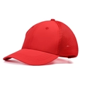 Red breathable mesh baseball cap for men and women with solid front panel and curved brim - M (56-58cm) / 15-Red