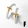 Silberne Creolen mit goldenem Kreuzanhänger und Zirkonsteinen für Damen und Mädchen - Kreuz