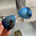 Classic silver metal aviator sunglasses with blue mirrored lenses and UV400 protection - Silver Frame Ice Blue Lens