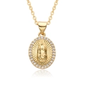 Collana religiosa oro con pendente Vergine Maria, cornice di zirconi e placcatura 18k - Stile Ovale Nostra Signora di Guadalupe (C151)