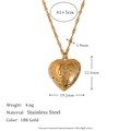 Collier médaillon cœur plaqué or 18 carats en acier inoxydable avec empreinte de patte - Médaillon Coeur Empreinte de Patte / Or