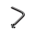 L-shaped silver stainless steel nose stud with a sleek and minimalist polished finish - Black White L-Shape 1x6.5x2mm