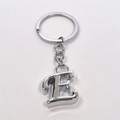 Polished silver metal keychain featuring a letter E pendant on a white background - Letter E / Silver
