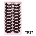 TK37 Russische D-krul kunstwimpers set met 10 paar volumineuze en gelaagde nepwimpers - Dikke zwarte stijl (TK37)