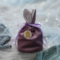 Sac cadeau mariage en velours violet avec oreilles de lapin et breloque dorée Double Joie - Style Pendentif Perle - Petit / Violet