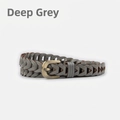 Vintage braided dark gray waist belt for women with bronze buckle for dresses or jeans - Dark Gray