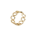 Detailed view of a gold plated link chain ring made of copper with a polished finish - Adjustable Open / Gold Chain Link Structure Style (404YH)