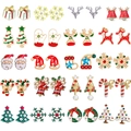 20-piece Christmas earring set with reindeer, snowflakes, and festive trees - 20 Pairs Christmas Earrings Set