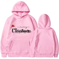 Felpa con cappuccio natalizia rosa con stampa grafica e tasca a marsupio per donna - S / Rosa