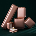 Premium rose gold crown clasp jewelry storage boxes for rings and necklaces in copper finish - Crown Standard Ring Box / Champagne