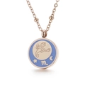 Rose gold necklace with blue enamel Scorpio zodiac coin pendant and beaded cable chain - Virgo (KN196868-K)