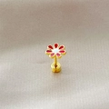 Daisy flower earrings in gold stainless steel with red enamel petals for women - Red