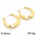 Aros retorcidos clásicos de acero inoxidable bañados en oro de 18k, 22mm de diámetro y 8g - Dorado (KE112461-KFC)