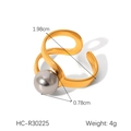 Irregular geometric stainless steel gold ring with grey pearl in a wrap design - R30225-Gold Gray Pearl