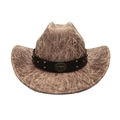 Western-Cowboyhut mit hellbrauner Marmor-Textur und metallischem Longhorn-Emblem - M (56-58cm) / Khaki