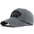 Distressed grey washed baseball cap with retro 3D embroidery and frayed brim detail - Adjustable / Gray