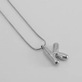 Silver 3D puffy balloon letter K pendant with minimalist snake chain necklace - Letter K [Steel]