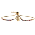 Bracelet ajustable Marie en or avec zircons yeux du démon et pierres colorées - Chaîne Dorée-Zircon Coloré Vierge Marie