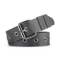 Grey nylon canvas belt with double pin metal buckle and eyelets for men and women - Dark Gray