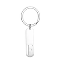 Polished stainless steel keychain with letter F hollow pendant and classic split ring - Letter F