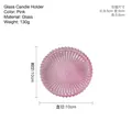 Portacandele minimalista in vetro rosa con diametro 10 cm e trama a strisce radiali - Vassoio per Candele a Ingranaggi a Costine - Rosa