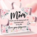 Acrylic puzzle piece ornament for Mom with pink flower patterns and loving message - Mom Pink Border Style (Q69)