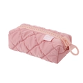 Pink quilted stationery pouch with large plastic zipper and round ring puller design - Pink