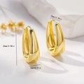 Detailed size measurement showing height 25mm and width of golden U-shaped earrings - EH753 Gold U-Shape Earrings