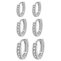 Silver circle earrings with micro-paved cubic zirconia in small, medium, and large sizes - Inner Diameter 8mm / Silver